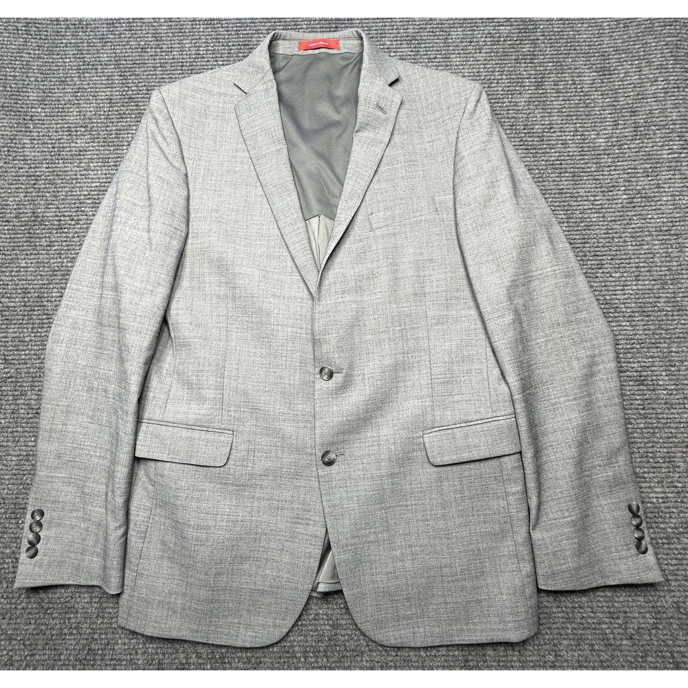 Kenneth Cole Blazer Mens 46 Gray Slim Fit Two Button Suit Jacket Awear-Tech